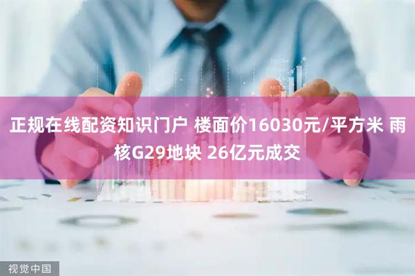 正规在线配资知识门户 楼面价16030元/平方米 雨核G29地块 26亿元成交